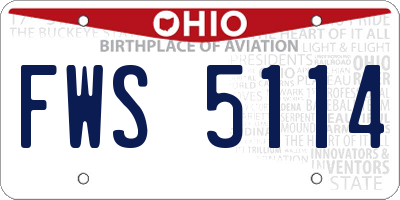OH license plate FWS5114