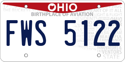 OH license plate FWS5122