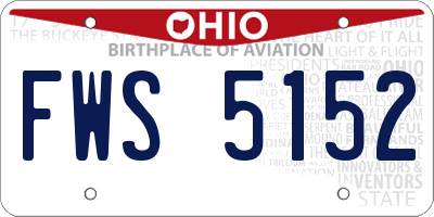 OH license plate FWS5152
