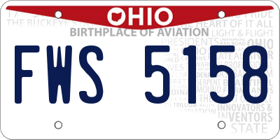 OH license plate FWS5158