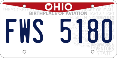 OH license plate FWS5180
