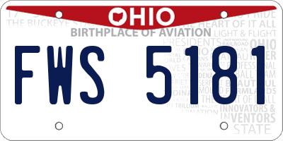 OH license plate FWS5181