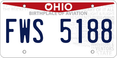 OH license plate FWS5188