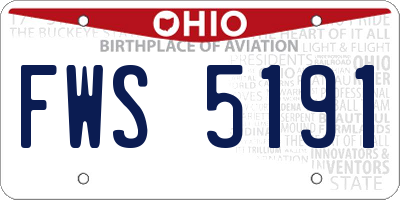 OH license plate FWS5191