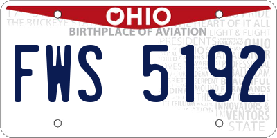 OH license plate FWS5192