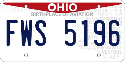 OH license plate FWS5196