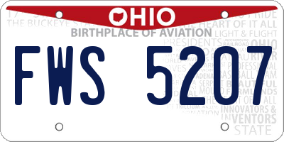 OH license plate FWS5207