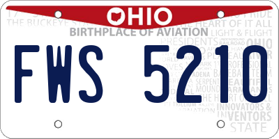 OH license plate FWS5210