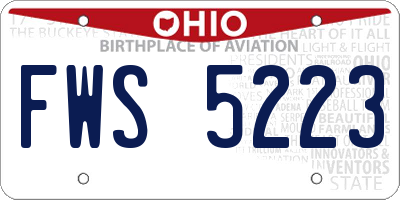 OH license plate FWS5223