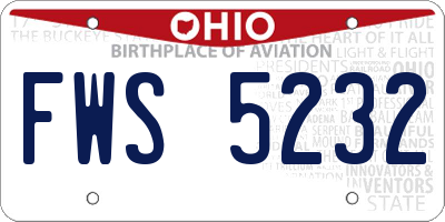 OH license plate FWS5232