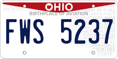 OH license plate FWS5237