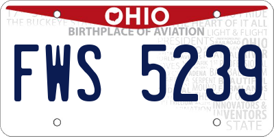 OH license plate FWS5239