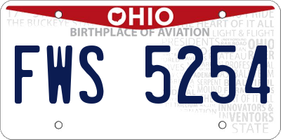 OH license plate FWS5254