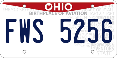 OH license plate FWS5256