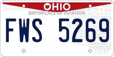 OH license plate FWS5269