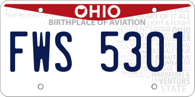 OH license plate FWS5301