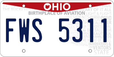 OH license plate FWS5311