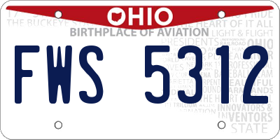 OH license plate FWS5312