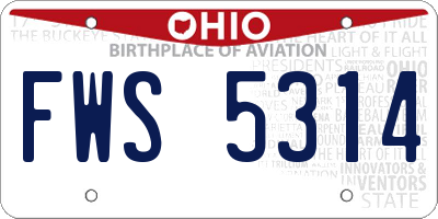 OH license plate FWS5314