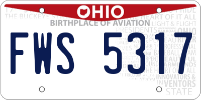 OH license plate FWS5317