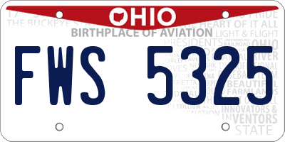OH license plate FWS5325