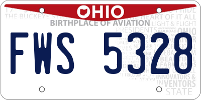 OH license plate FWS5328