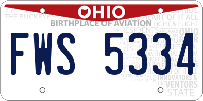 OH license plate FWS5334