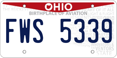 OH license plate FWS5339