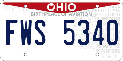 OH license plate FWS5340