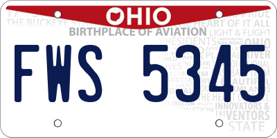 OH license plate FWS5345