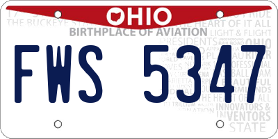 OH license plate FWS5347