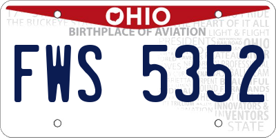 OH license plate FWS5352