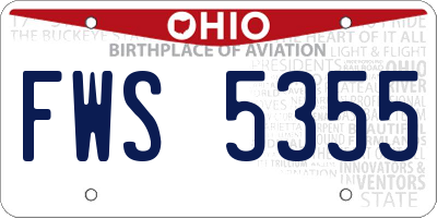 OH license plate FWS5355