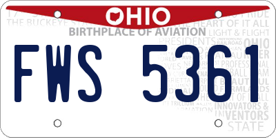 OH license plate FWS5361