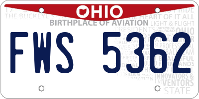 OH license plate FWS5362