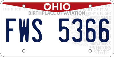 OH license plate FWS5366