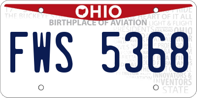 OH license plate FWS5368