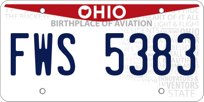 OH license plate FWS5383