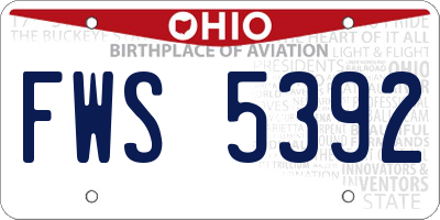 OH license plate FWS5392