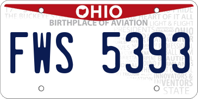 OH license plate FWS5393