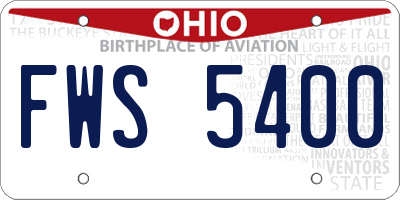 OH license plate FWS5400