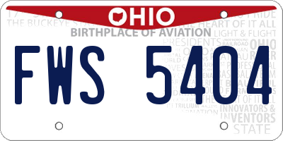 OH license plate FWS5404