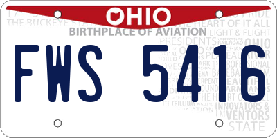 OH license plate FWS5416