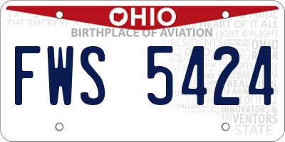 OH license plate FWS5424