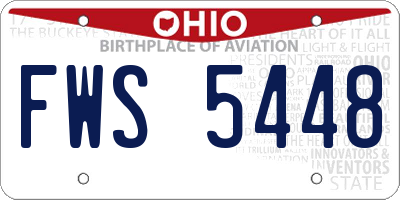 OH license plate FWS5448