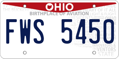 OH license plate FWS5450