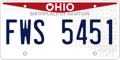 OH license plate FWS5451