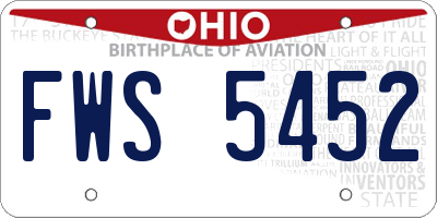 OH license plate FWS5452