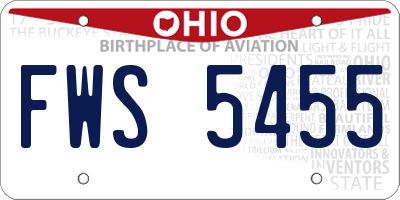 OH license plate FWS5455