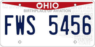 OH license plate FWS5456